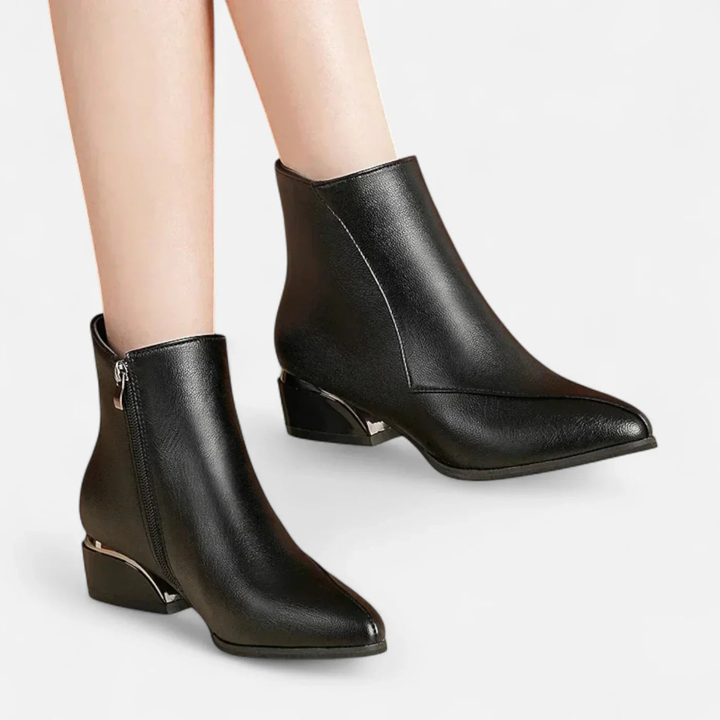 Low-Heel Pointed Ankle Boots