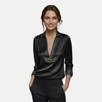 Satin V-Neck Blouse