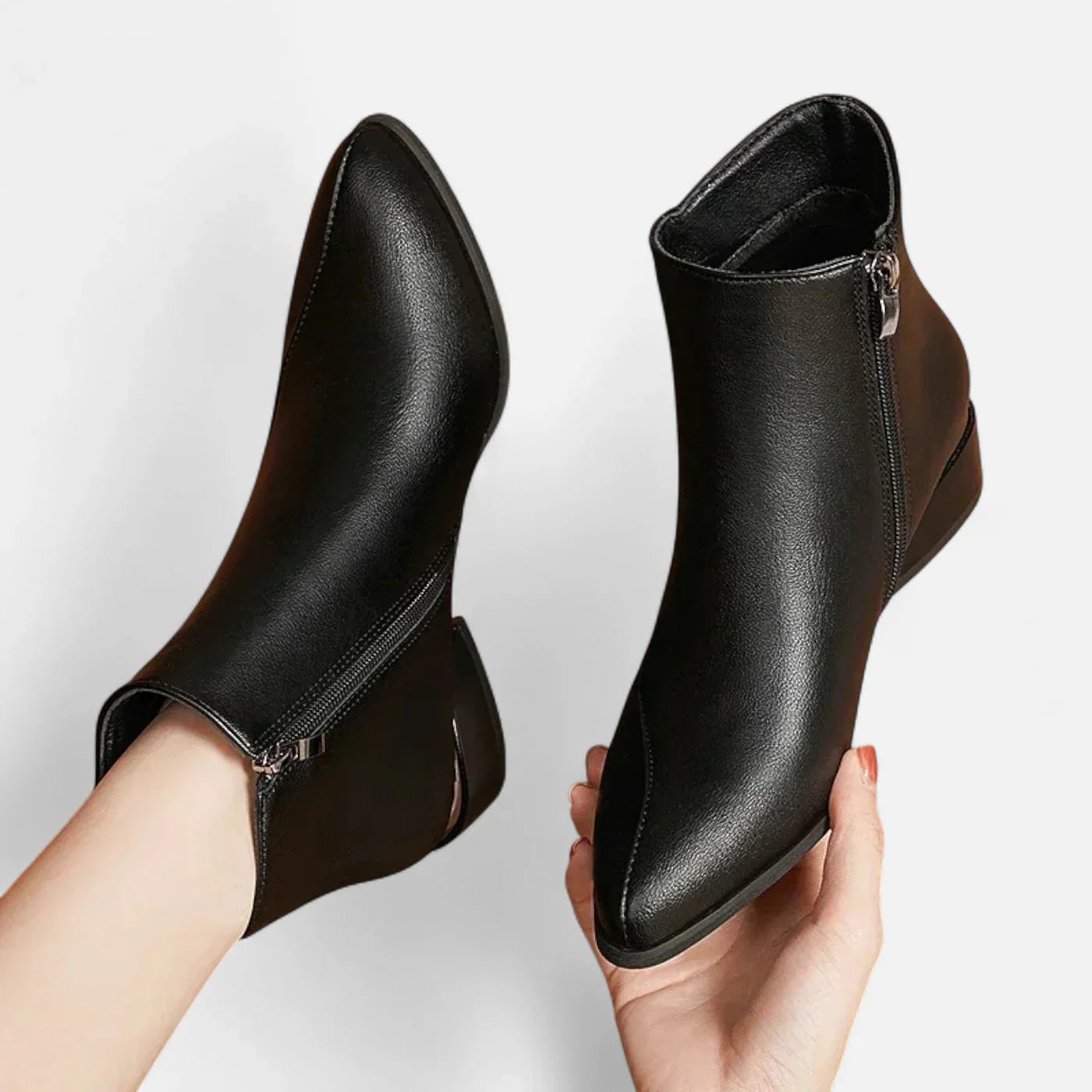 Low-Heel Pointed Ankle Boots