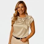 Satin Blouse with Statement Bow