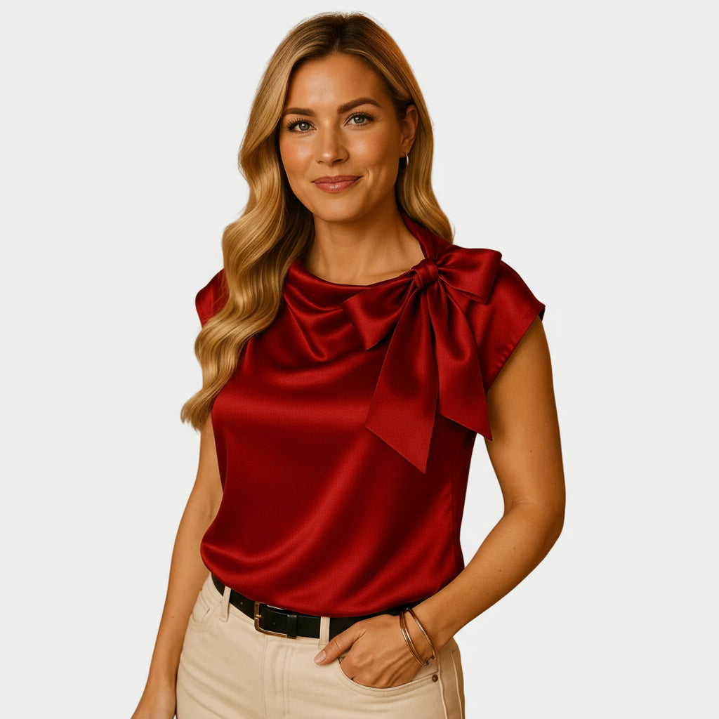 Satin Blouse with Statement Bow