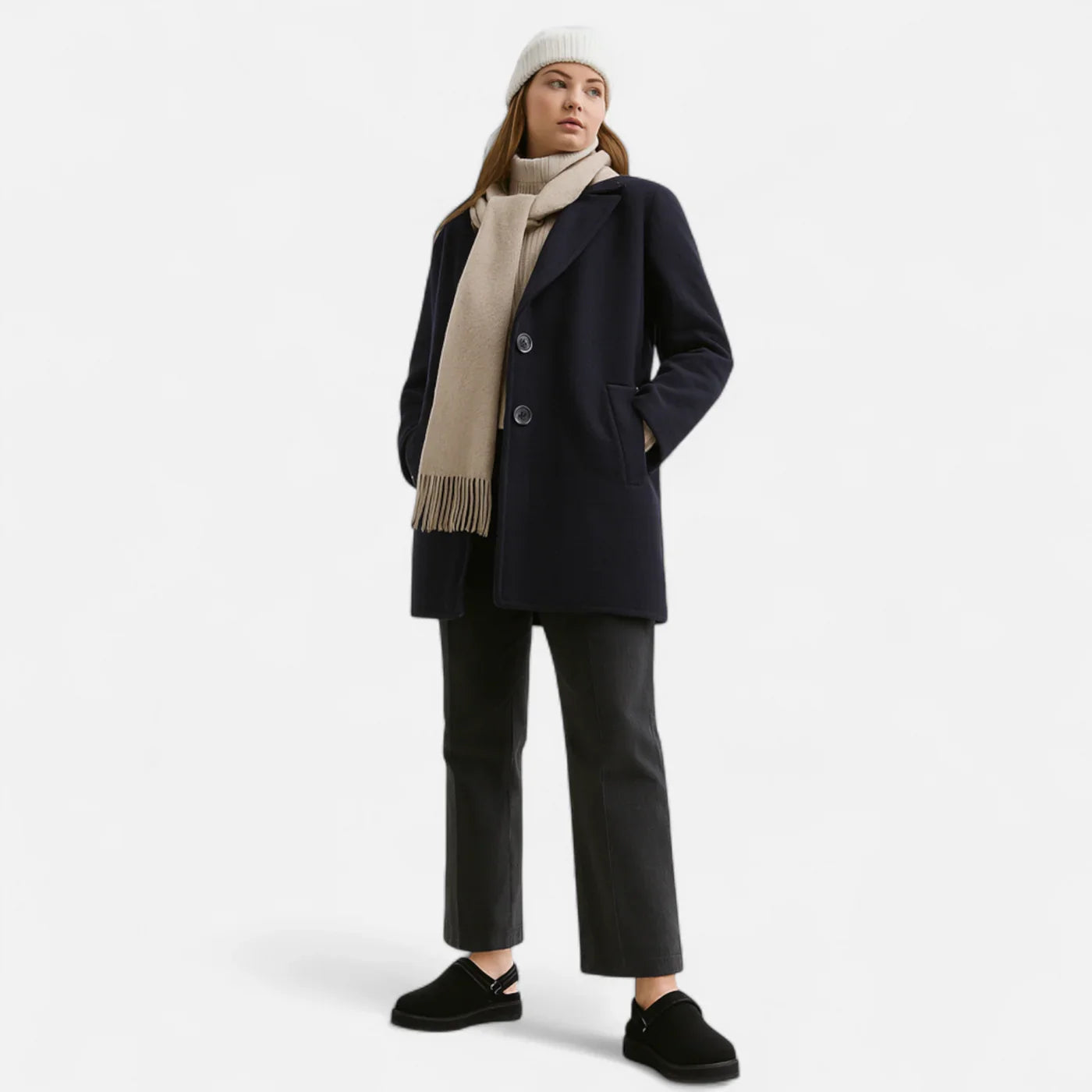 Closed-Toe Leather Slippers