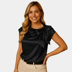 Satin Blouse with Statement Bow