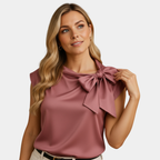 Satin Blouse with Statement Bow