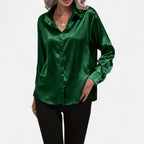 Satin Button-Up Blouse