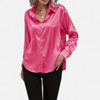 Satin Button-Up Blouse