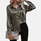 Satin Button-Up Blouse