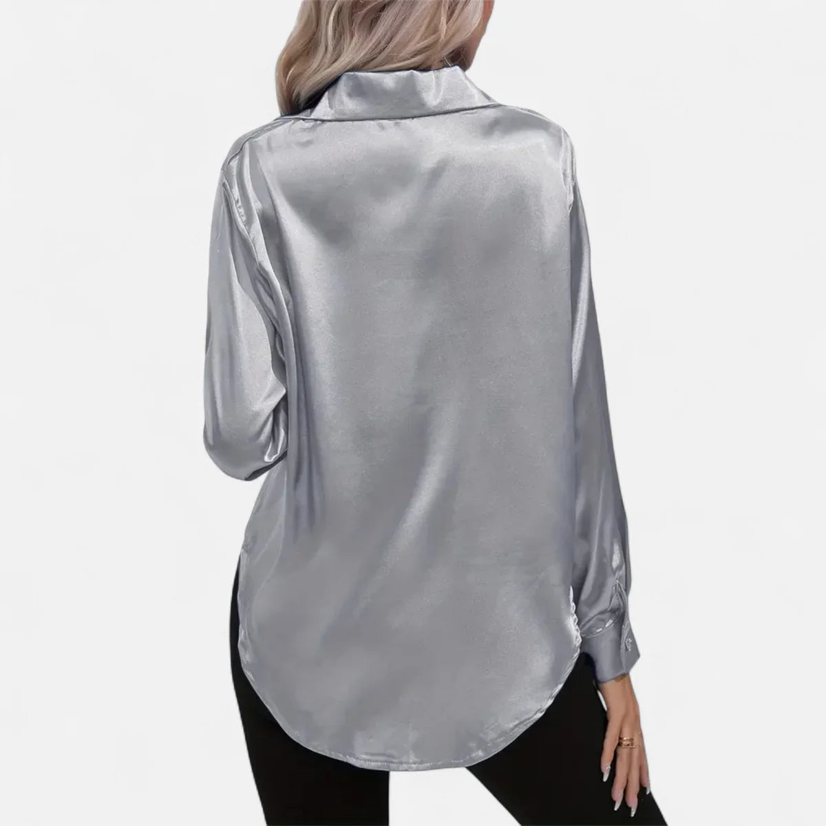Satin Button-Up Blouse
