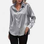 Satin Button-Up Blouse