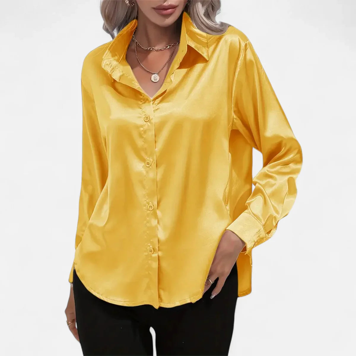 Satin Button-Up Blouse