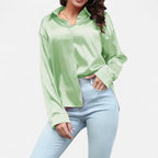 Satin Button-Up Blouse